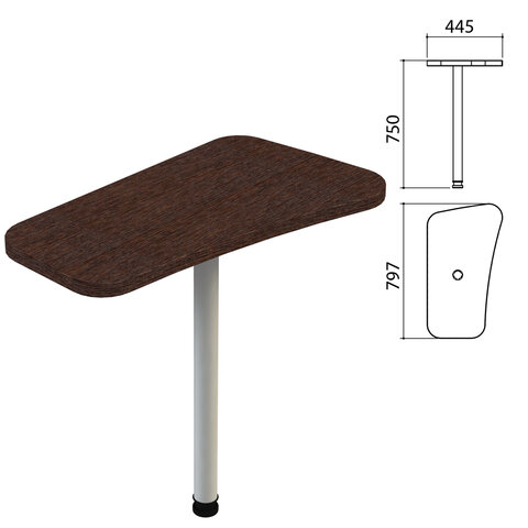 Стол приставной "Приоритет" 797х445х750 мм, венге (КОМПЛЕКТ)