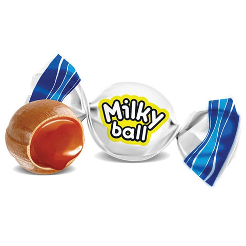 Карамель MILKY BALL с жидкой начинкой из натуральной сгущенки, 500 г, пакет, КЕК122