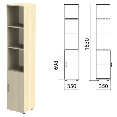 Шкаф полузакрытый "Канц", 350х350х1830 мм, цвет дуб молочный (КОМПЛЕКТ)