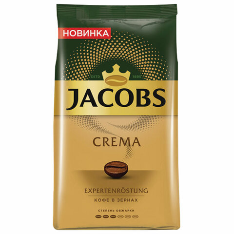 Кофе в зернах JACOBS "Crema", 1000 г, вакуумная упаковка, 8051592