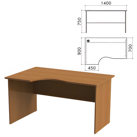Стол письменный эргономичный "Монолит", 1400х900х750 мм, левый, цвет орех гварнери, СМ5.3
