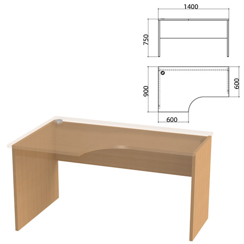 Каркас стола эргономичного "Этюд",1400х900х750 мм, левый, бук бавария, 401671-55
